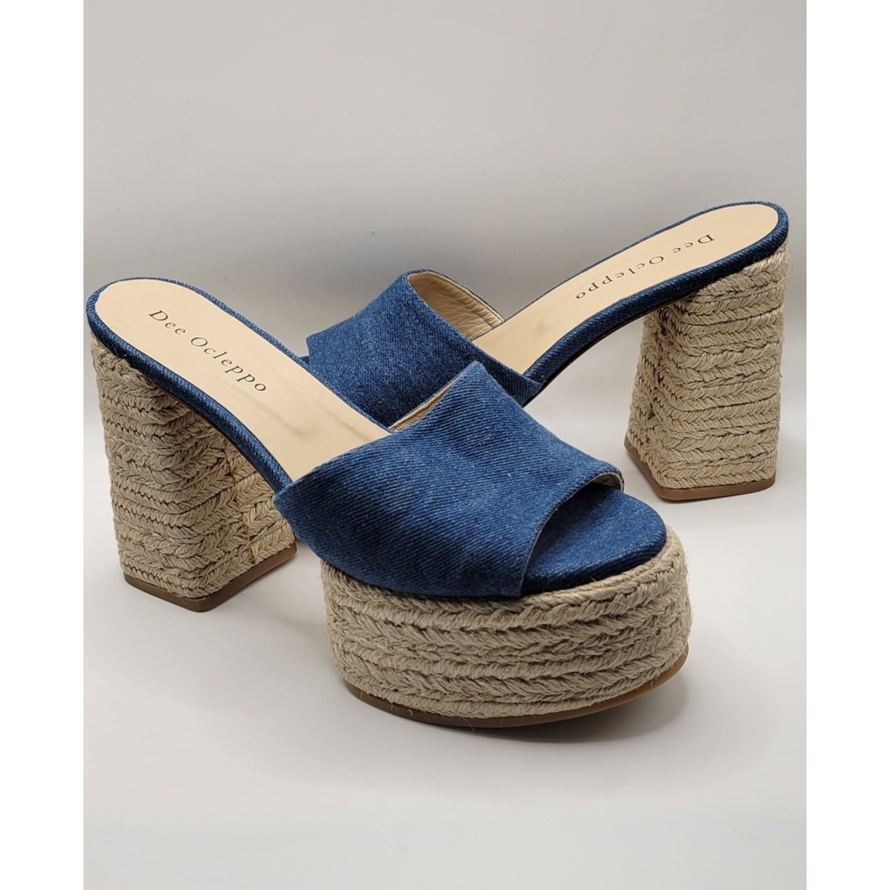 Dark Denim Dee Ocleppo platform Sandals With Twine trim Size 37